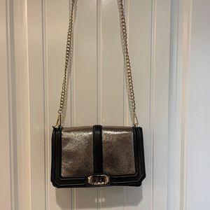 Rebecca Minkoff  crossbody black and gold bag.